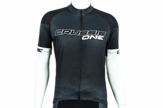 Cyklistický dres CRUSSIS - ONE, krátký rukáv, černá/bílá, vel. L