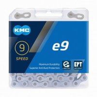 řetěz KMC e9 E-bike, EPT povrch šedý, v krabičce 136 čl.