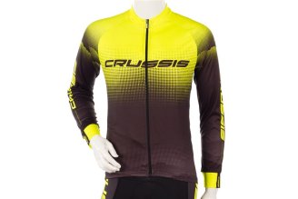 Cyklistický dres CRUSSIS, dlouhý rukáv, černá/žlutá, vel. 3XL