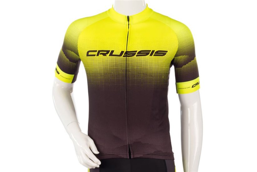 Cyklistický dres CRUSSIS, krátký rukáv, černá/žlutá, vel. XXL