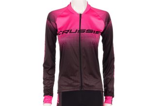Dámský cyklistický dres CRUSSIS, dlouhý rukáv, černá/růžová, vel. M
