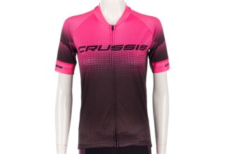 Dámský cyklistický dres CRUSSIS, krátký rukáv, černá/růžová, vel. L