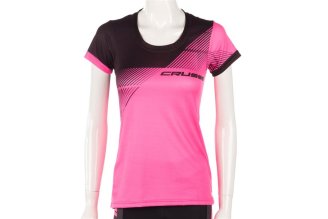 Dámské sportovní tričko CRUSSIS, krátký rukáv, růžová/černá, vel. L