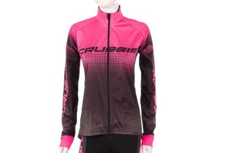 Dámská cyklistická bunda CRUSSIS No-Wind, černá/růžová, vel. L