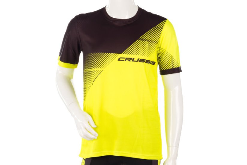 Sportovní tričko CRUSSIS, krátký rukáv, žlutá/černá, vel. XXL