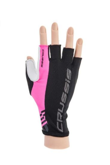 CRUSSIS cyklo rukavice černé/růžová fluo, vel. L