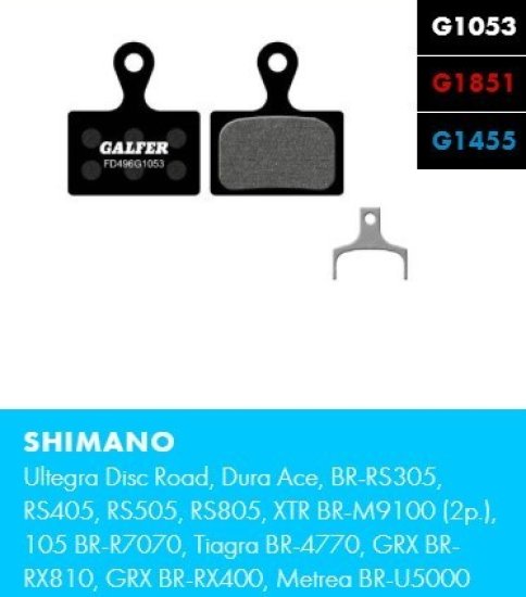 Brzdové destičky Galfer FD496G1455 - Shimano, road modré