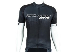 Cyklistický dres CRUSSIS - ONE, krátký rukáv, černá / bílá